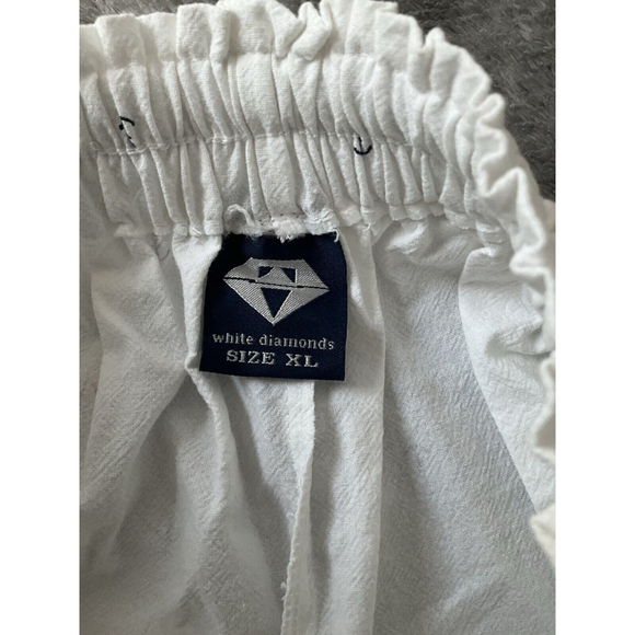 White Diamonds, Womens White Capri Pants, Size XL, Draw String w/ Anchor Accents - Picture 3 of 9
